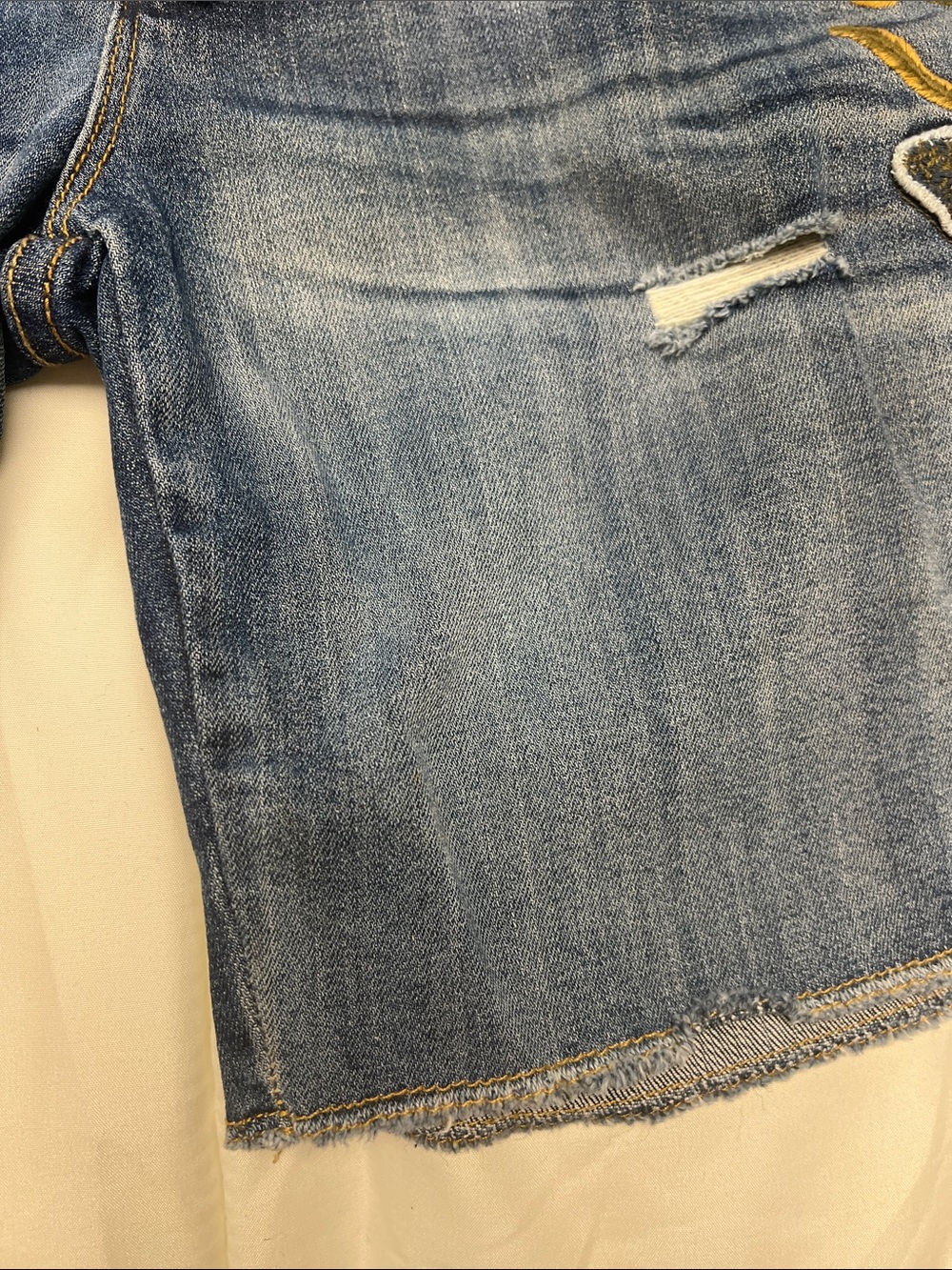 DRIFTWOOD Blue Denim Embroidered Floral Bermuda Shorts sz 27 - Picture 6 of 11